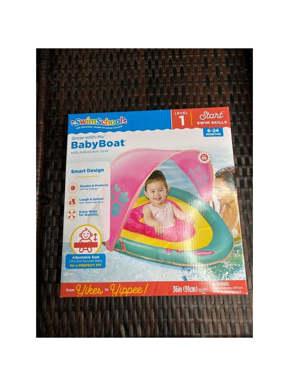 NEW Swim School Baby Boat Pool Inflatable Canopy 6-24m Pink Level 1
